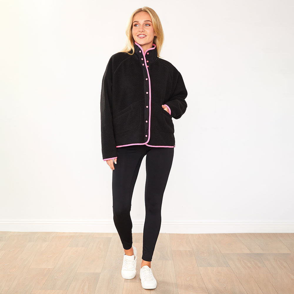 Fleece Jacket (Black/Neon Pink Trim)