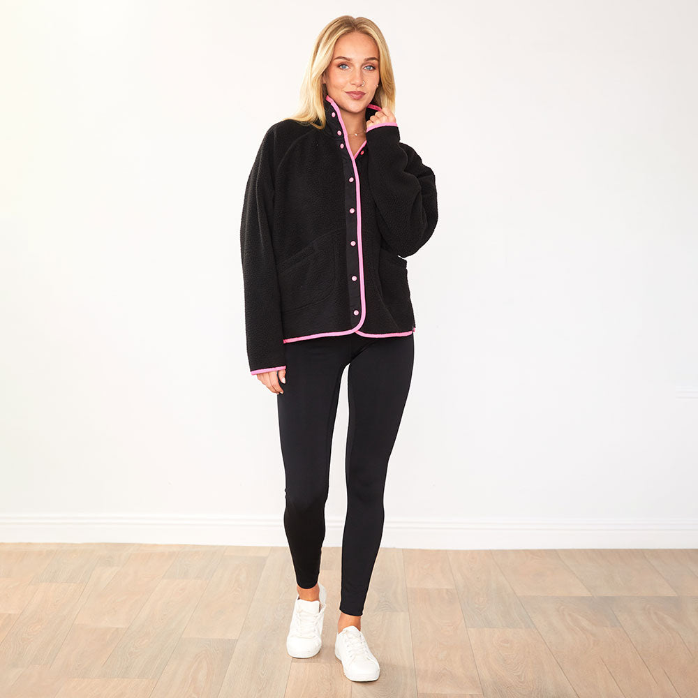 Fleece Jacket (Black/Neon Pink Trim)