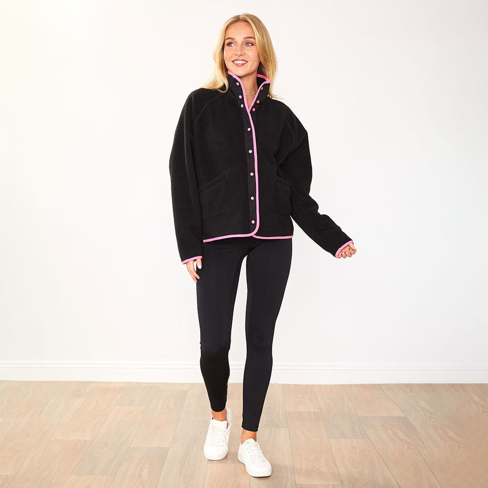 Fleece Jacket (Black/Neon Pink Trim)
