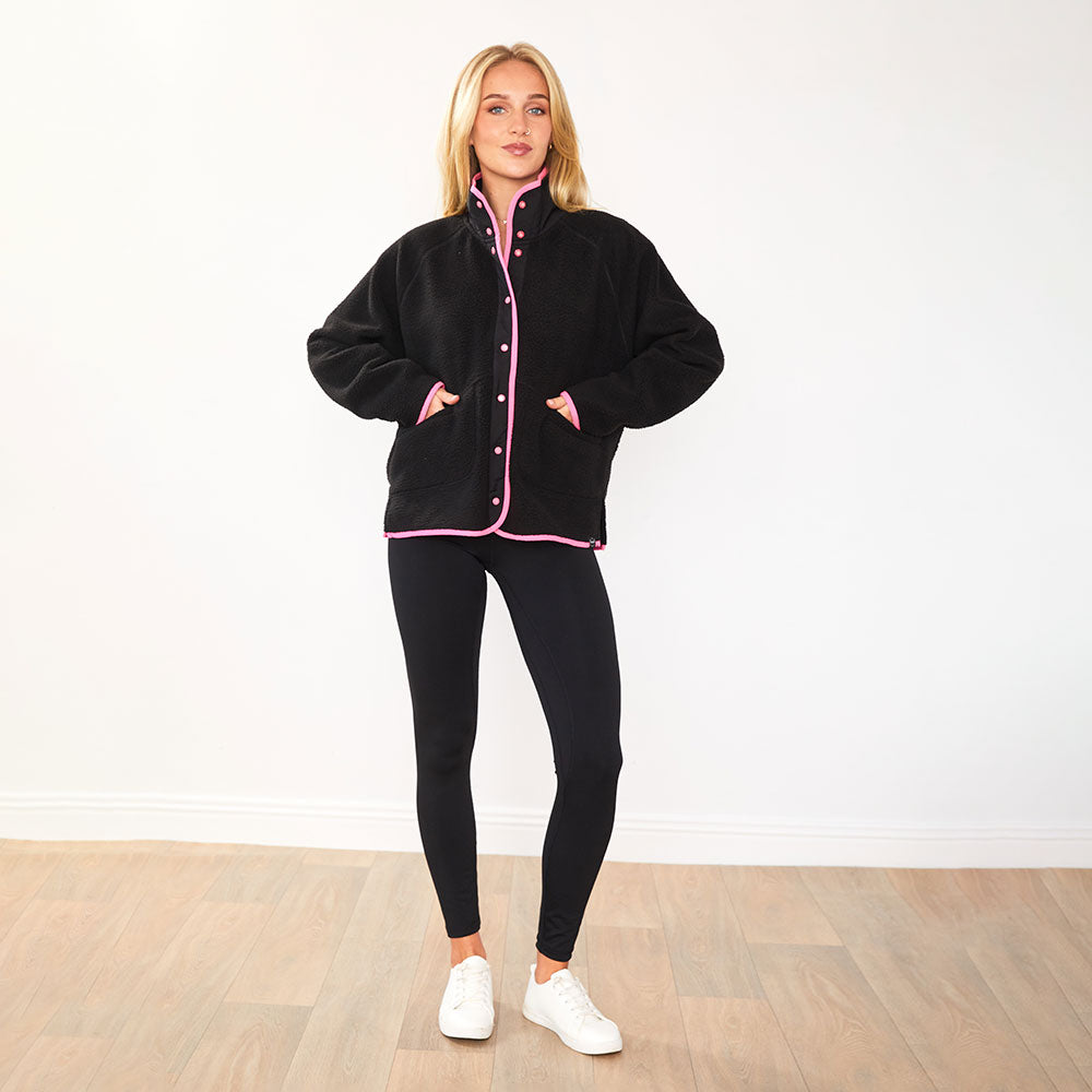 Fleece Jacket (Black/Neon Pink Trim)