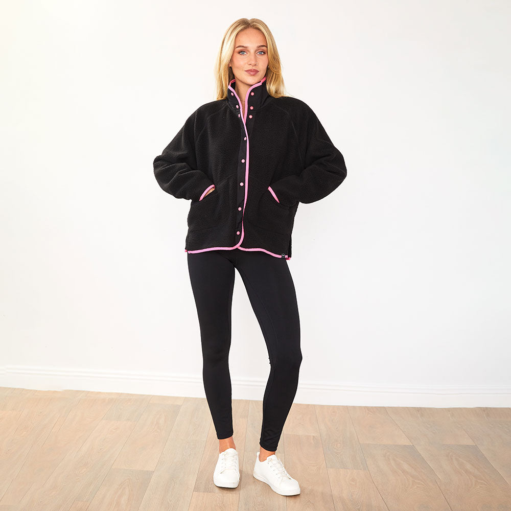 Fleece Jacket (Black/Neon Pink Trim)
