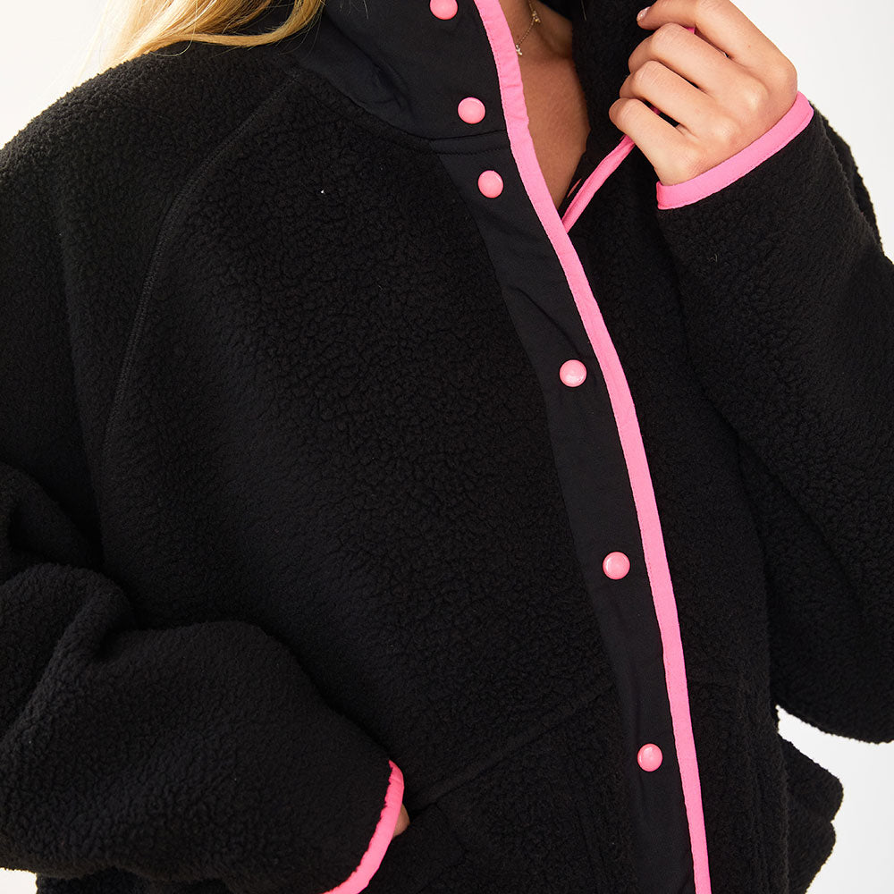 Fleece Jacket (Black/Neon Pink Trim)