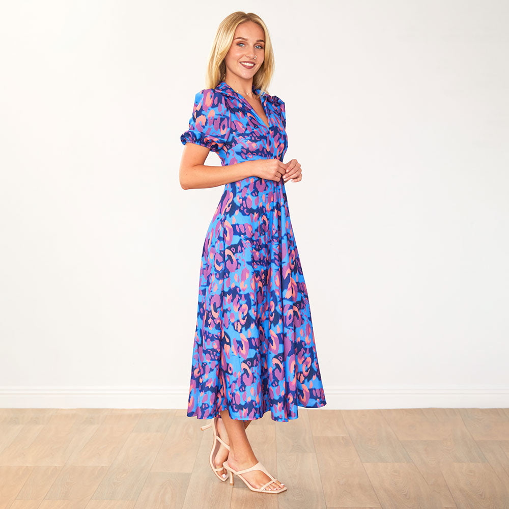 Hazel Dress (Blue Leopard)