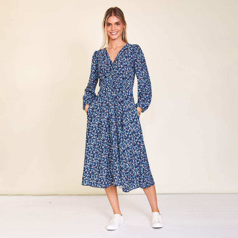 Carrie Dress (Navy Floral)