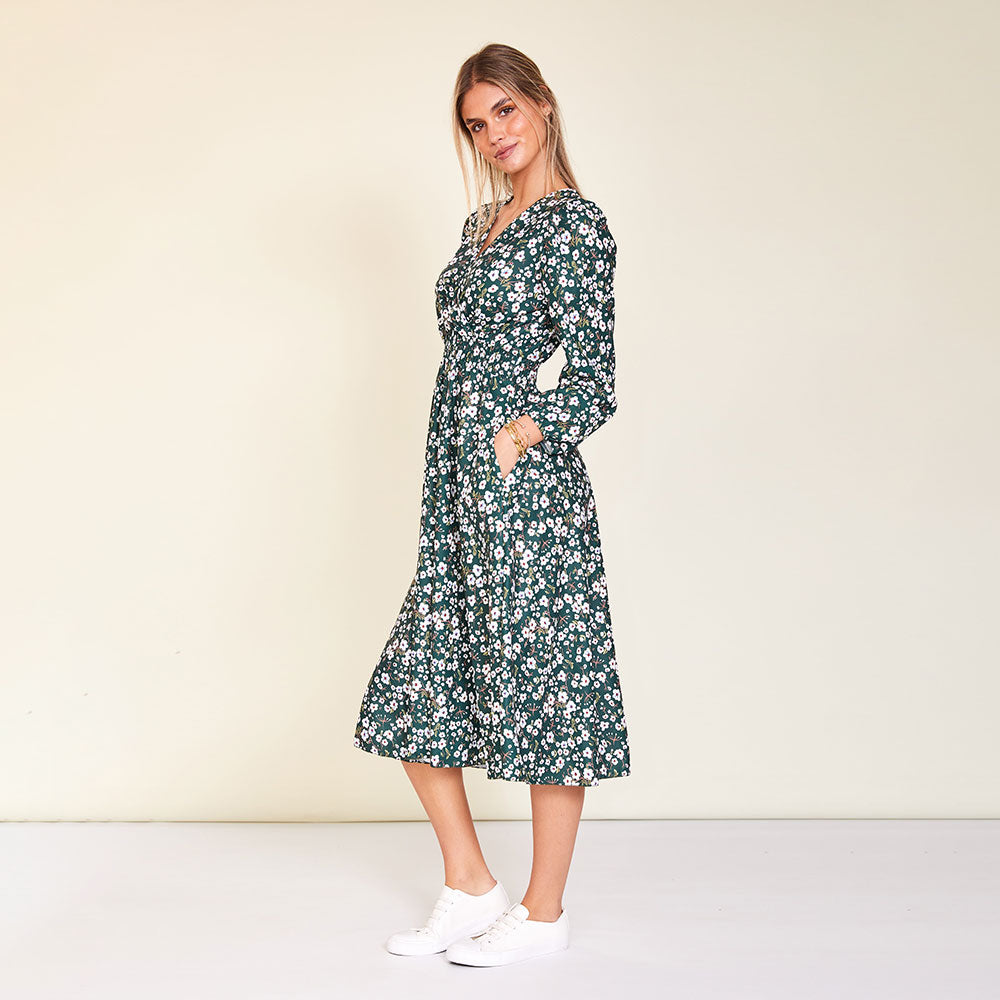 Carrie Dress (Floral Green)