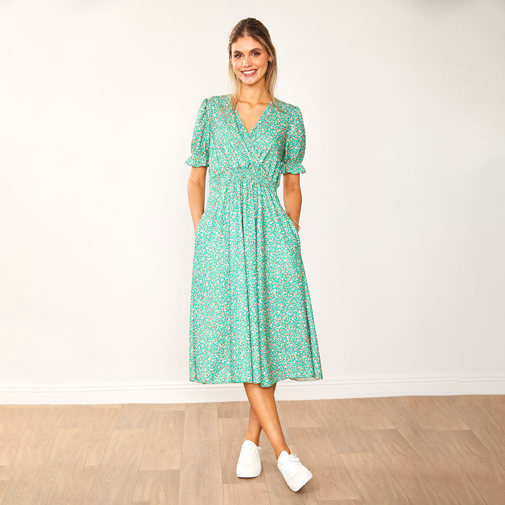 Belle Dress (Green Floral) - The Casual Company