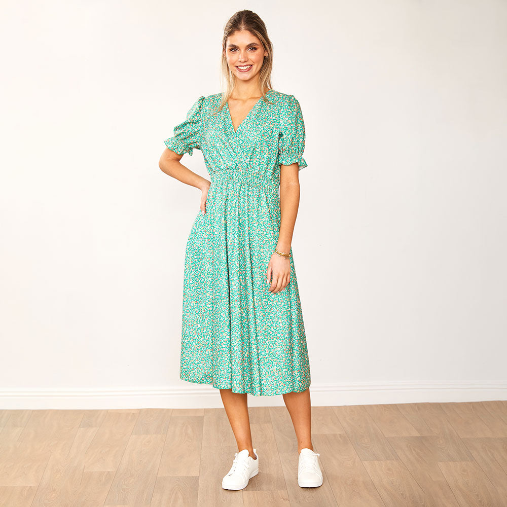 Belle Dress (Green Floral) - The Casual Company