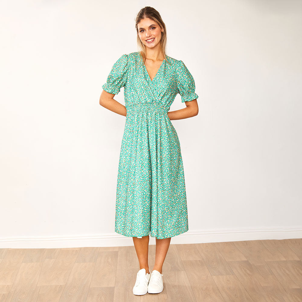 Belle Dress (Green Floral) - The Casual Company