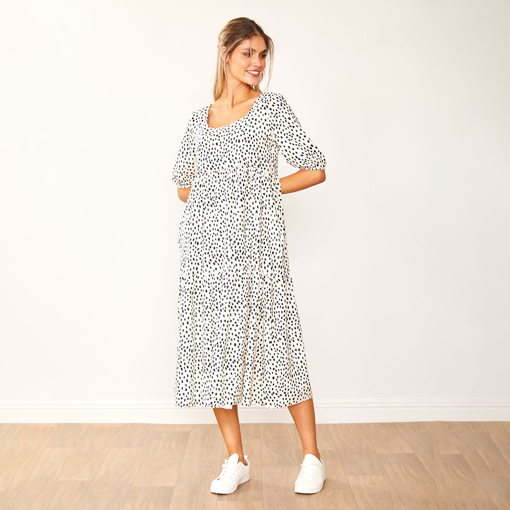 Delta Dress (Black Polka Dot)