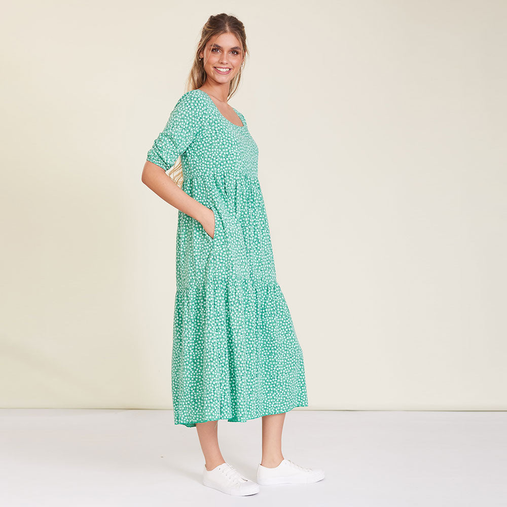 Delta Dress (Green Floral)