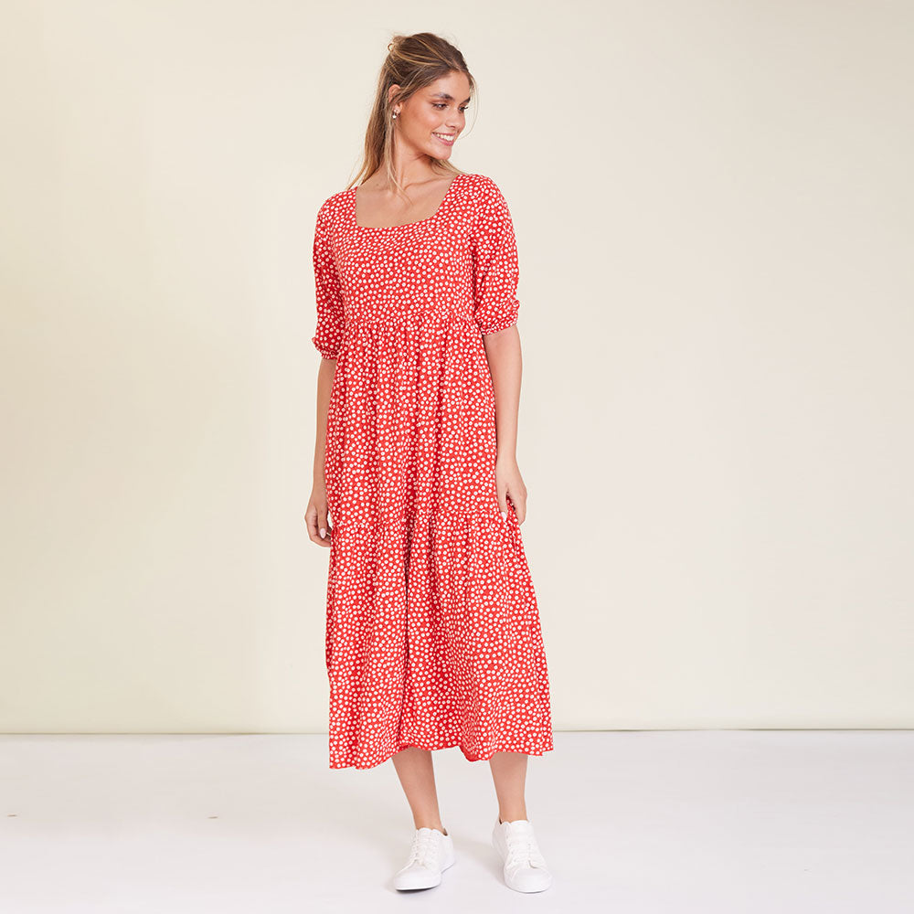 Delta Dress (Red Floral)