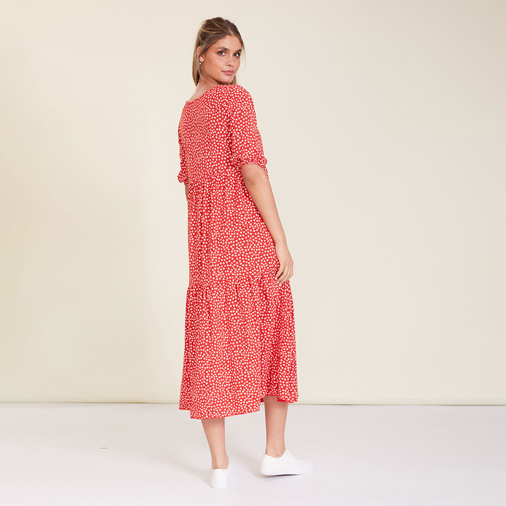 Delta Dress (Red Floral)