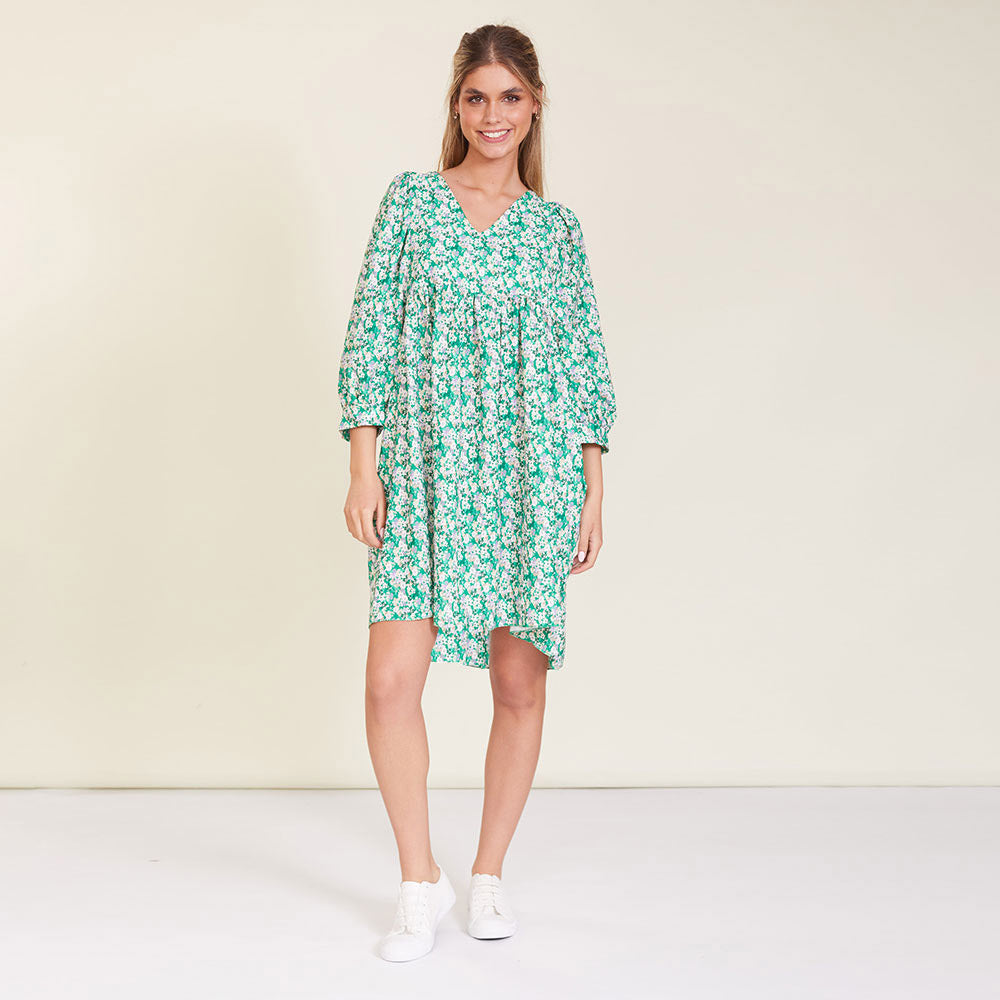 Alyssa Dress (Green Floral) - The Casual Company