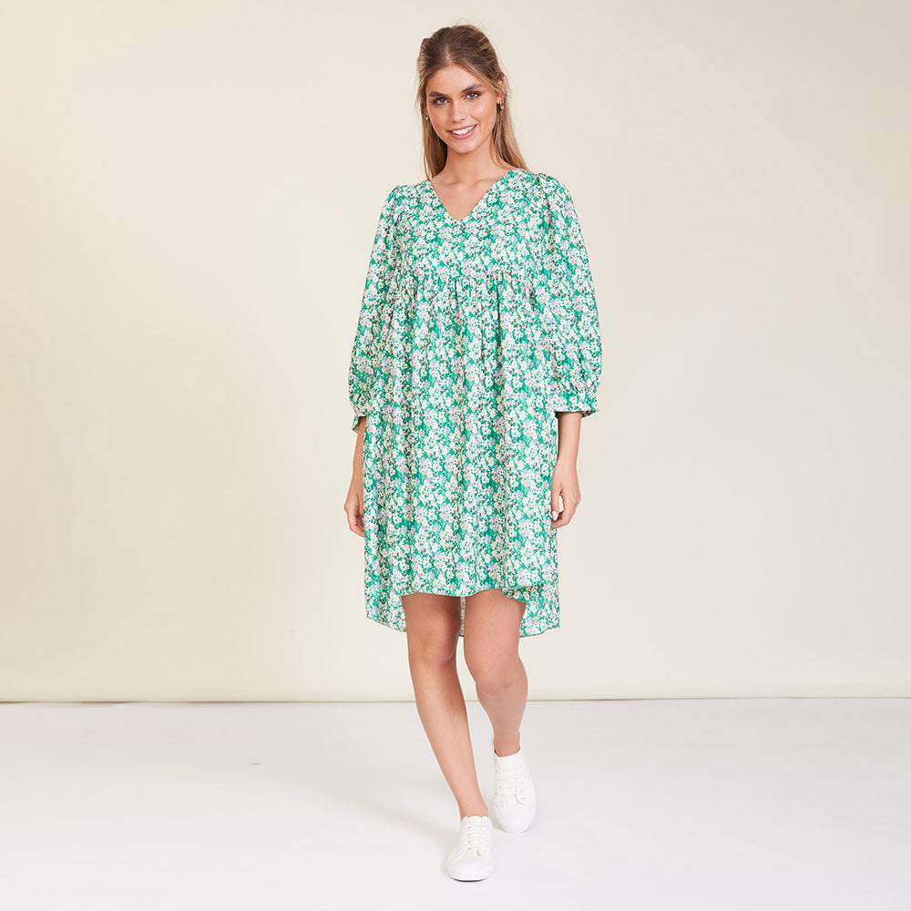 Alyssa Dress (Green Floral) - The Casual Company
