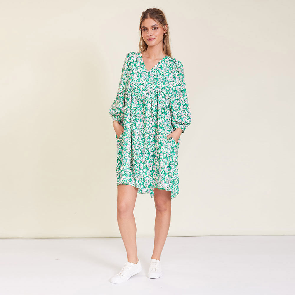 Alyssa Dress (Green Floral) - The Casual Company