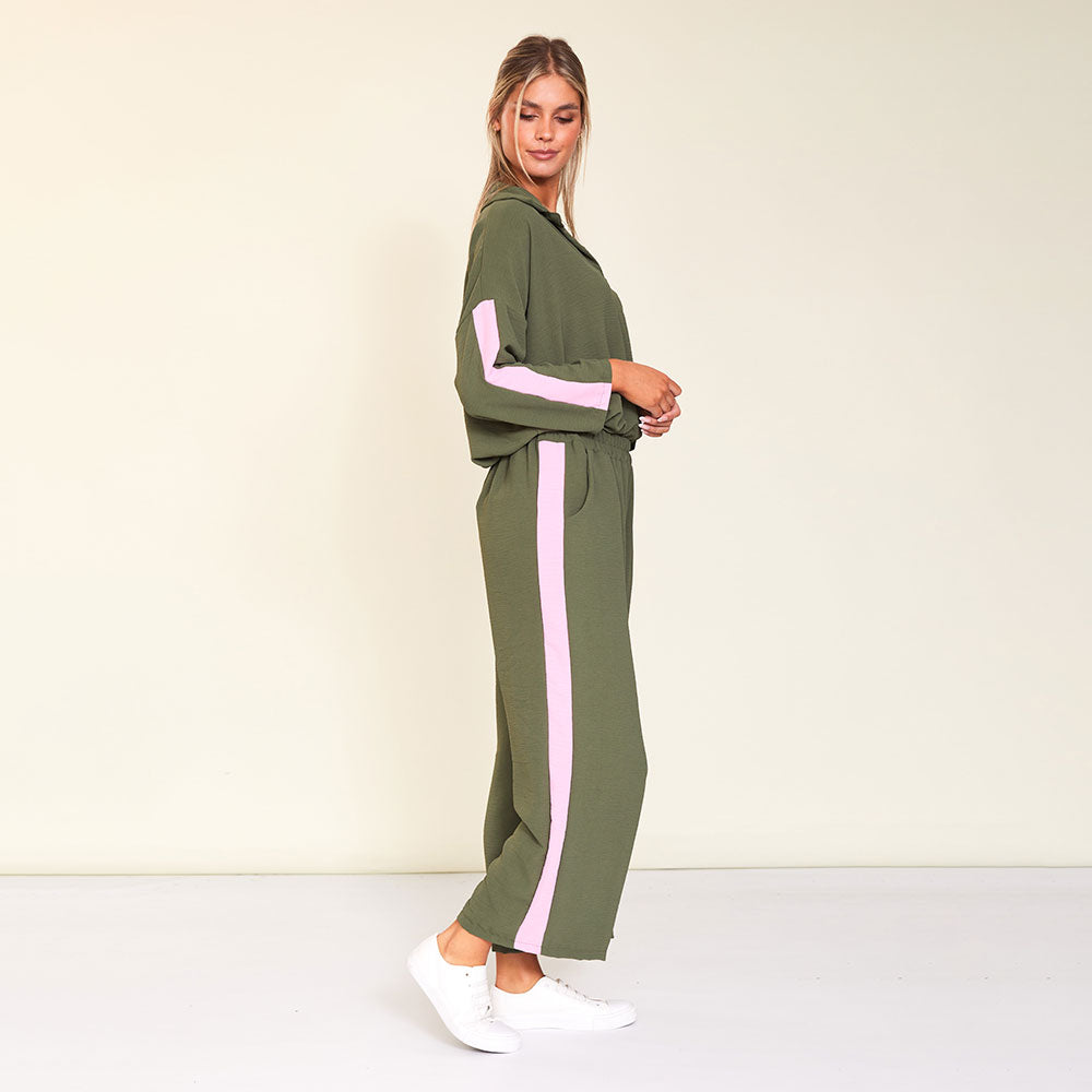 Clara Co-Ord (Khaki/Pink Stripe)