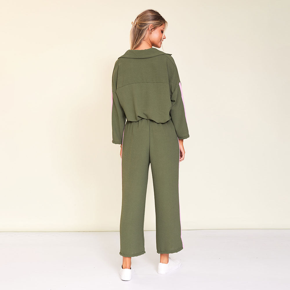 Clara Co-Ord (Khaki/Pink Stripe)