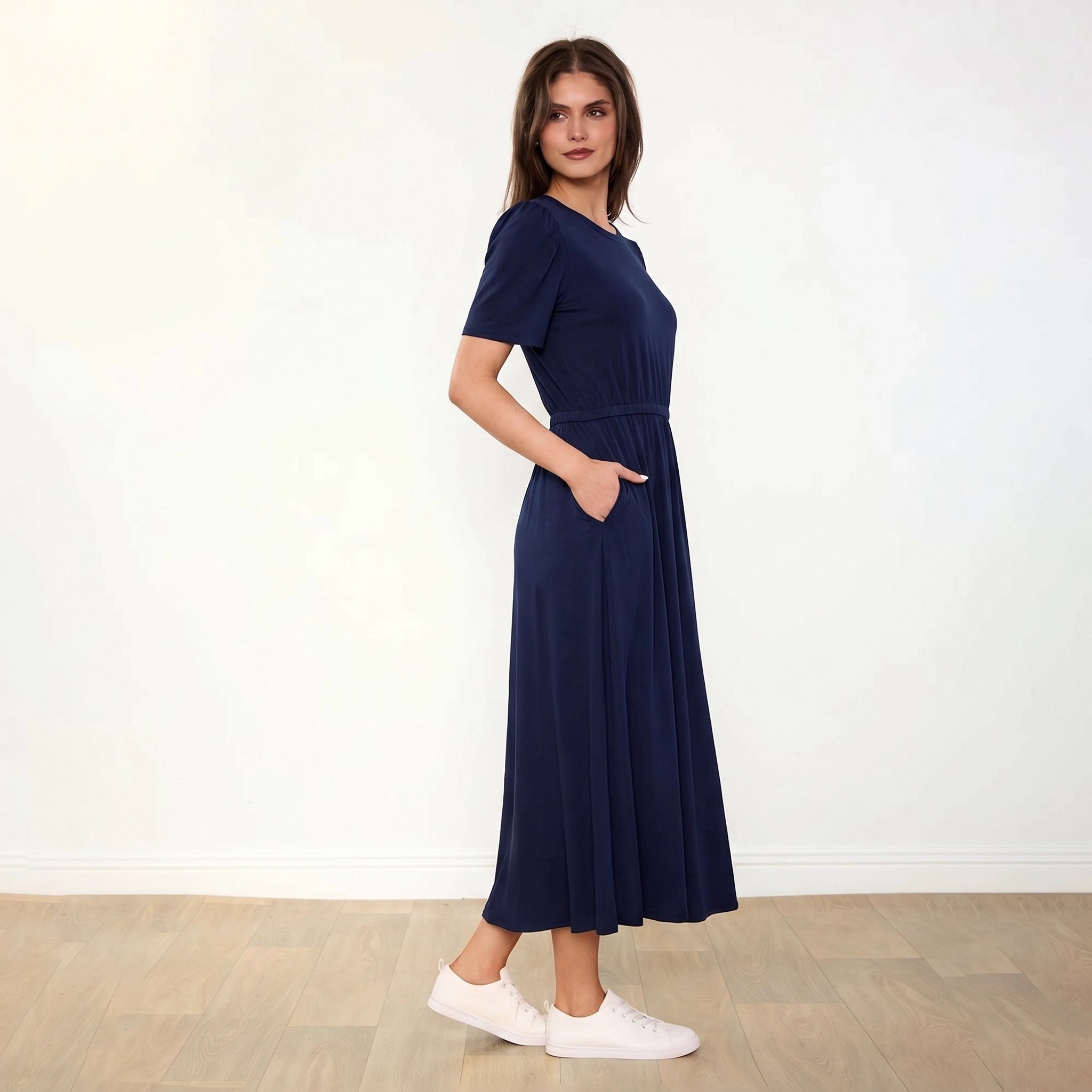 Eilish Dress Navy - Three Quarter Side