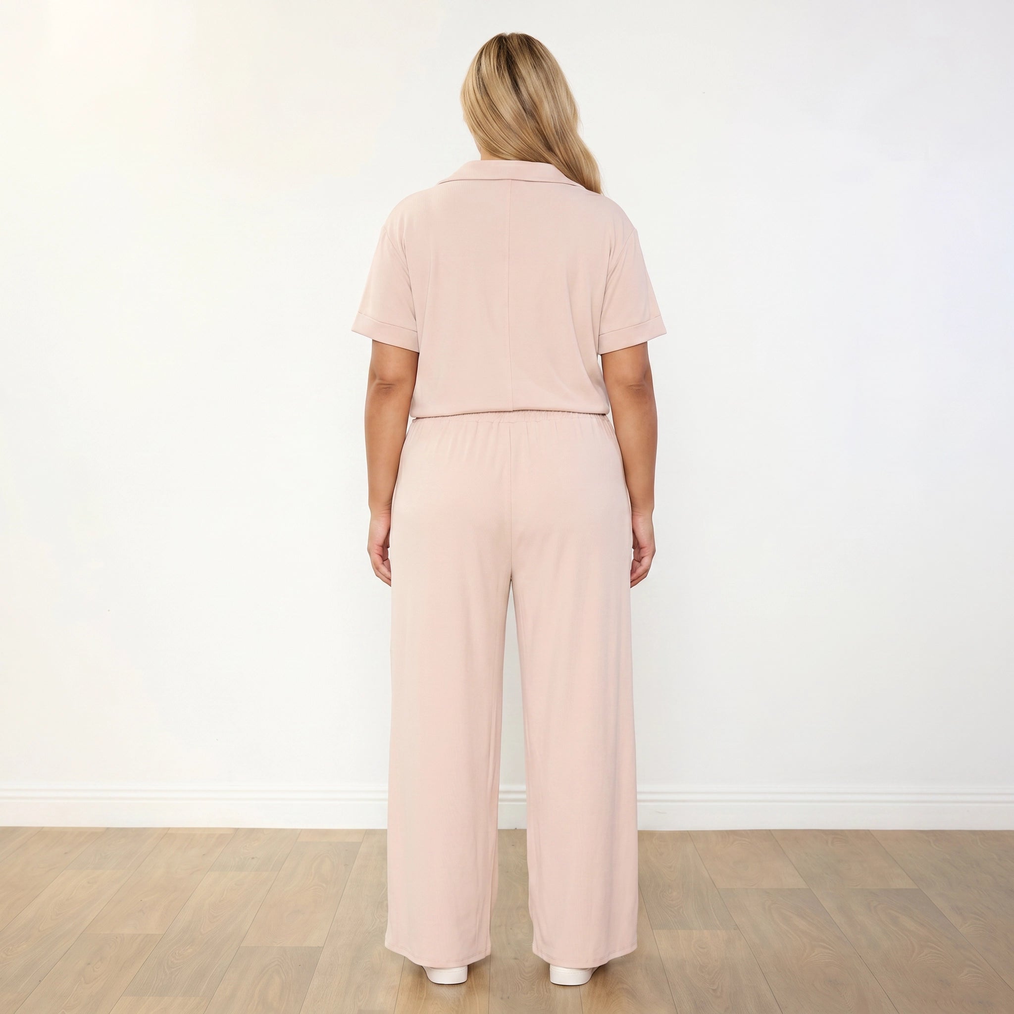 Maggie Co-Ord Cream - Plus Size Model Back View