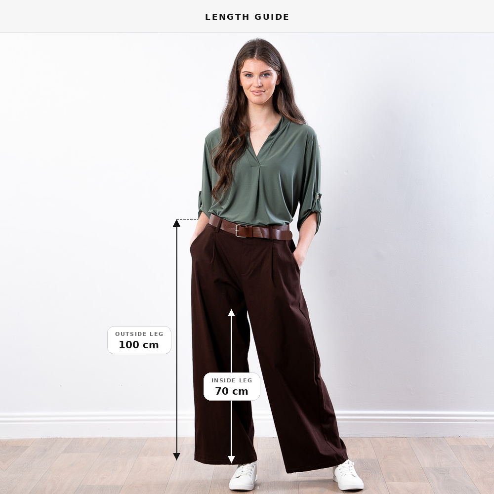 Nora Wide Leg Trousers (Brown)