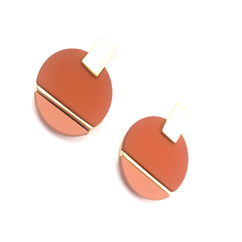 Gina Geometic Earring (Brick)