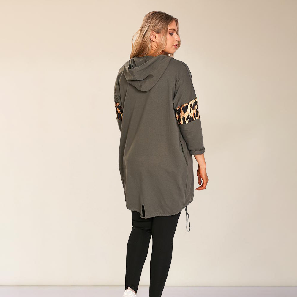 Rosie Leopard Hoody (Khaki)