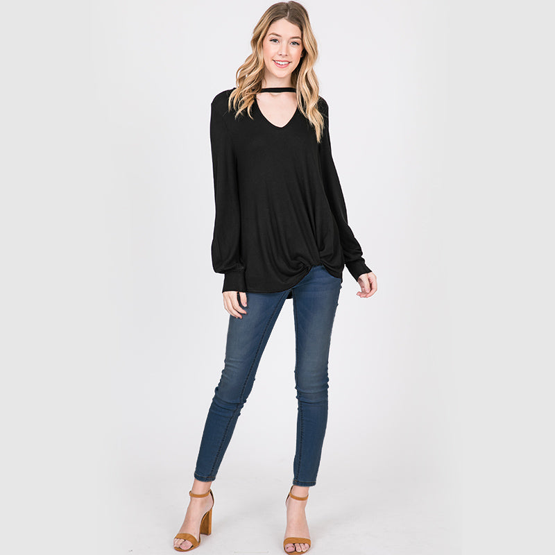 Sandra Puff Sleeve Top Black