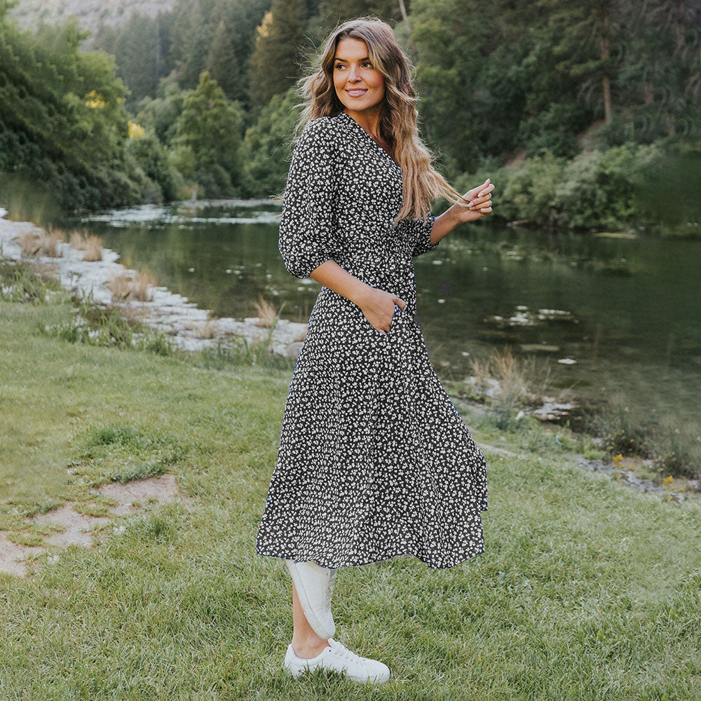 Daisy Dress (Black Floral)