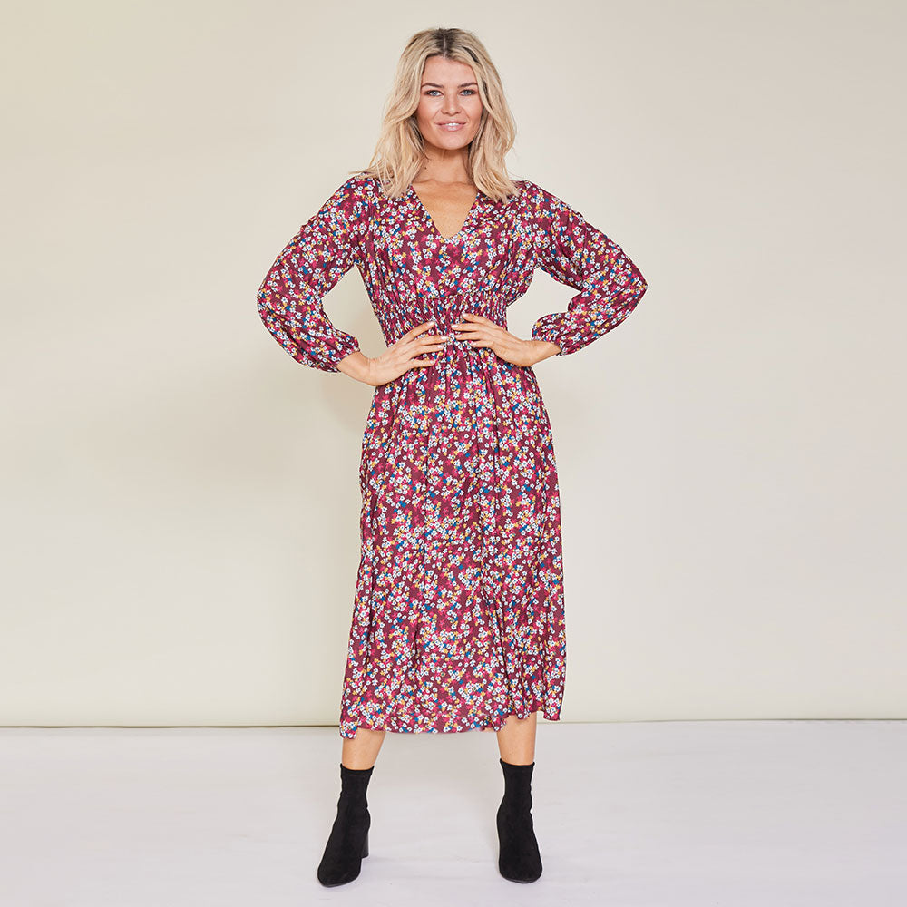 Emily Dress (Floral Burgundy)