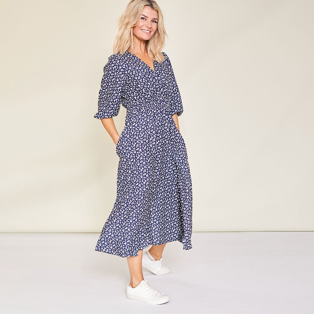 Daisy Dress (Navy Floral)