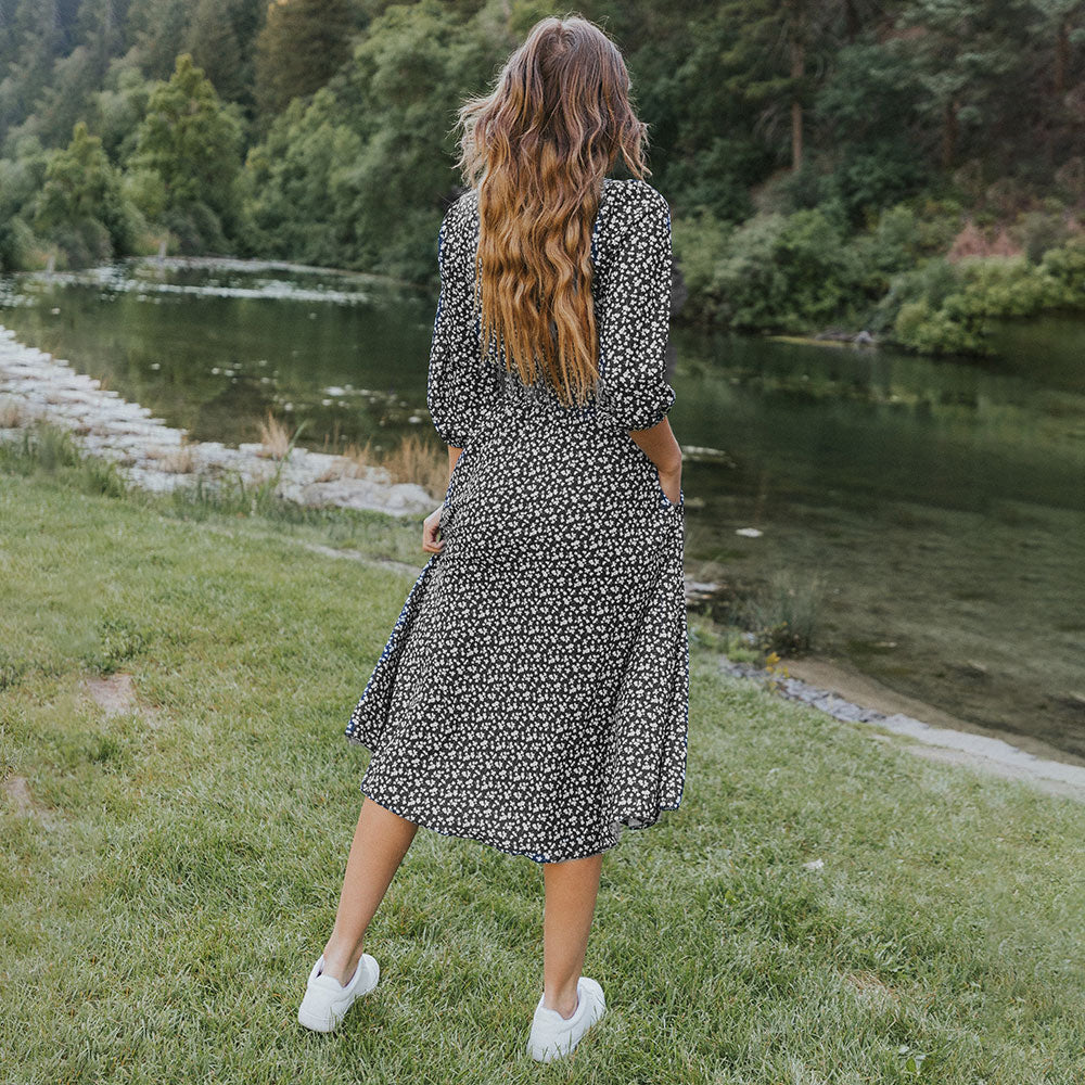 Daisy Dress (Black Floral)