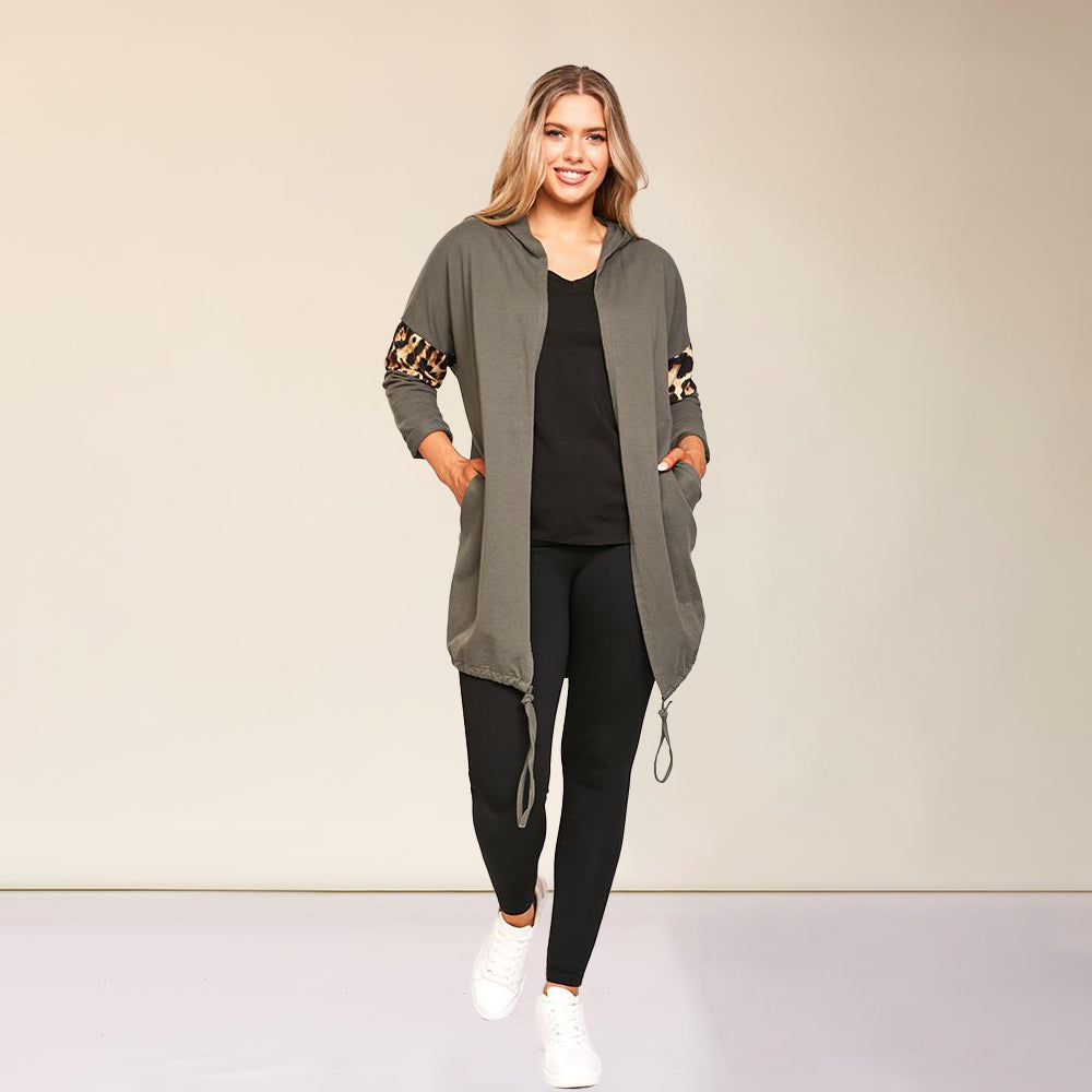 Rosie Leopard Hoody (Khaki)