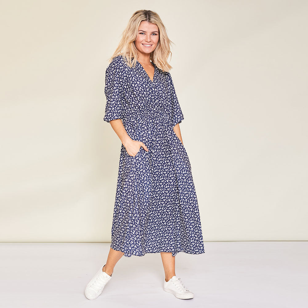 Daisy Dress (Navy Floral)