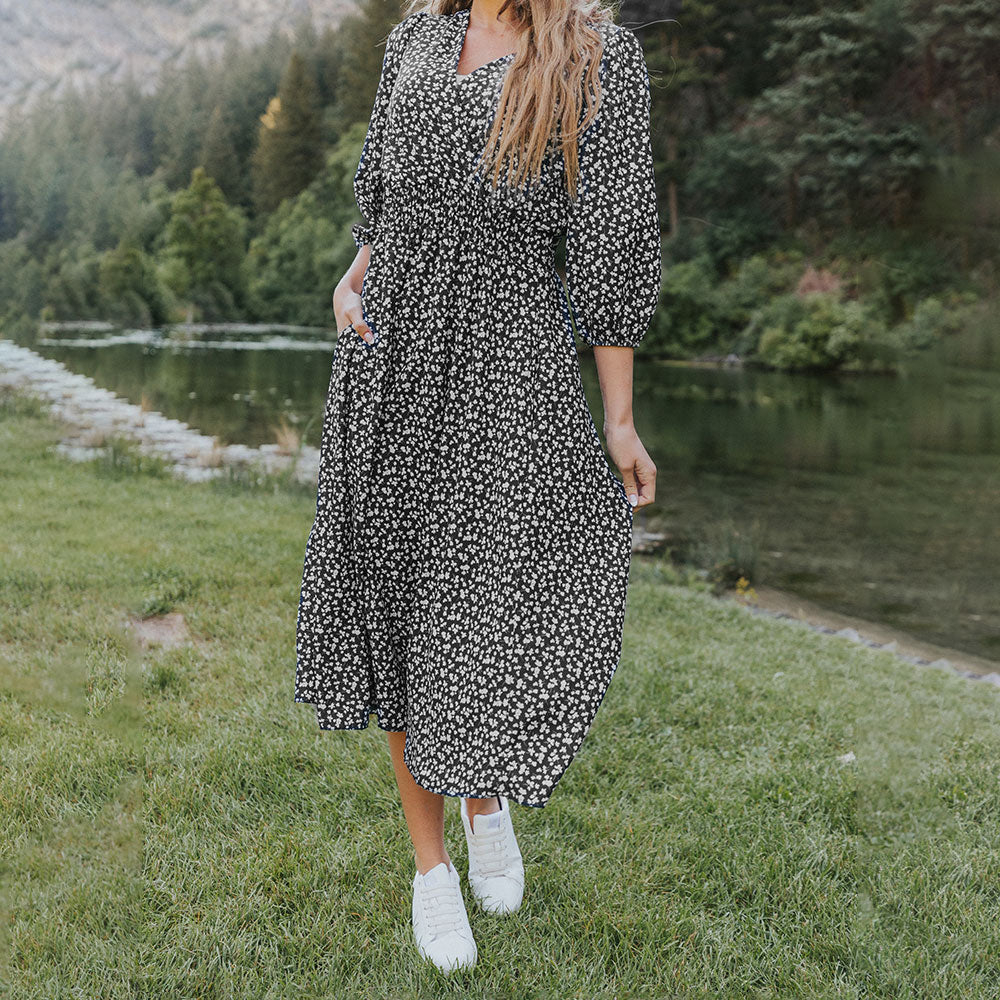 Daisy Dress (Black Floral)