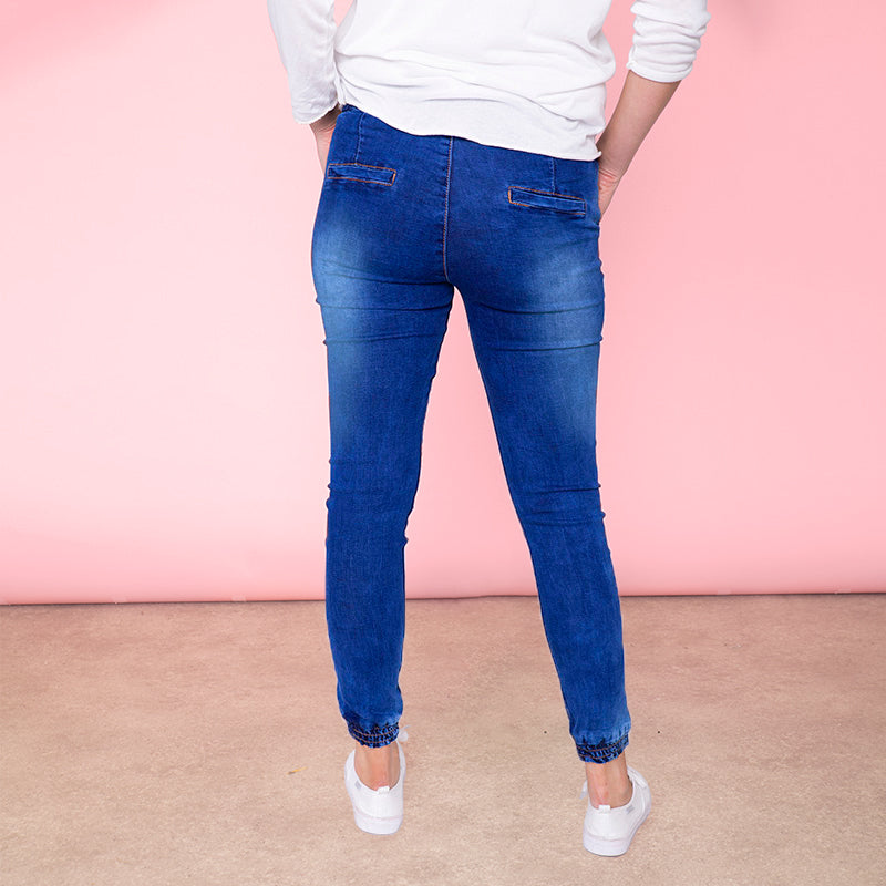Eva Drawstring Denim Jogger (True Blue)