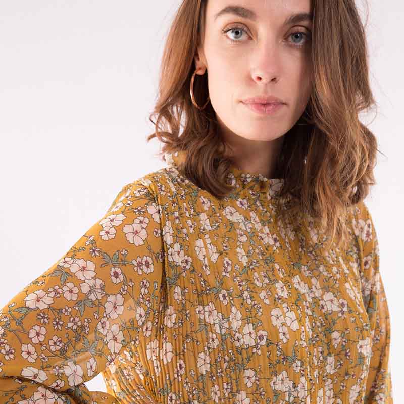 Pleated Swing Midi Dress Camel