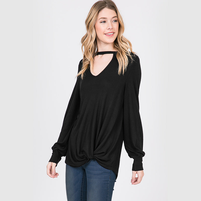 Sandra Puff Sleeve Top Black