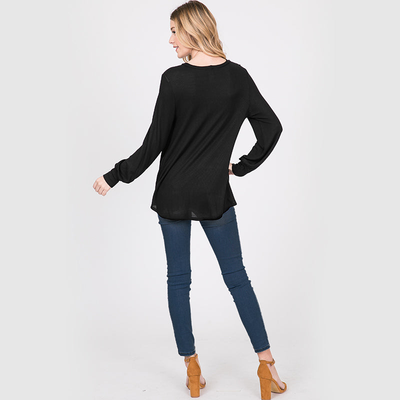 Sandra Puff Sleeve Top Black