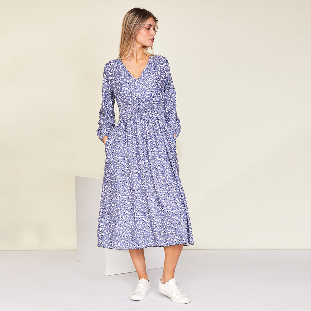 Emily Dress (Floral Blue)
