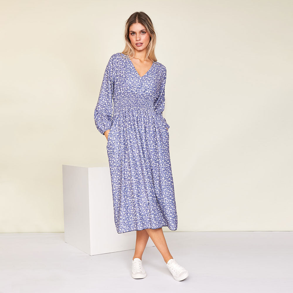 Emily Dress (Floral Blue)