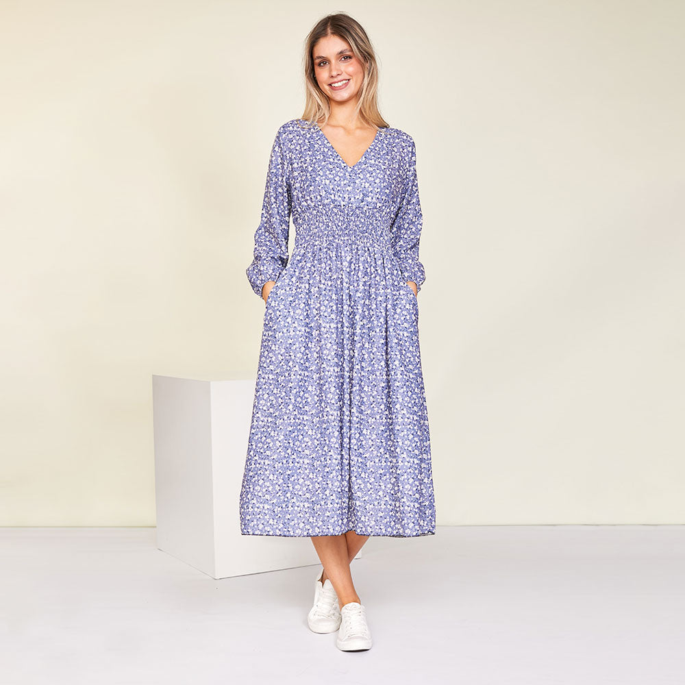 Emily Dress (Floral Blue)