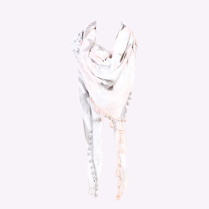 Star Tassel Scarf Pink Grey