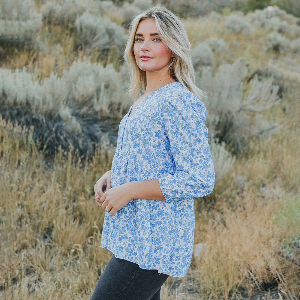 Sadie Top (Blue Floral)