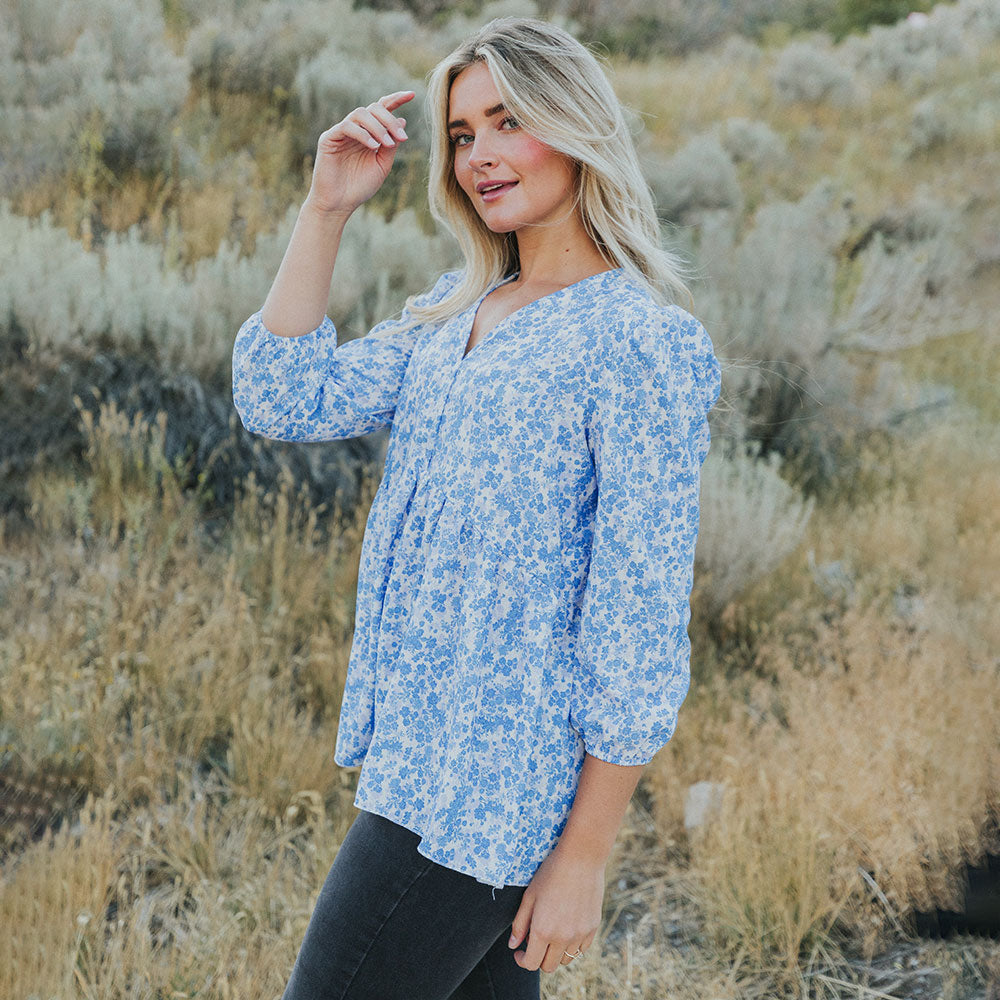 Sadie Top (Blue Floral)