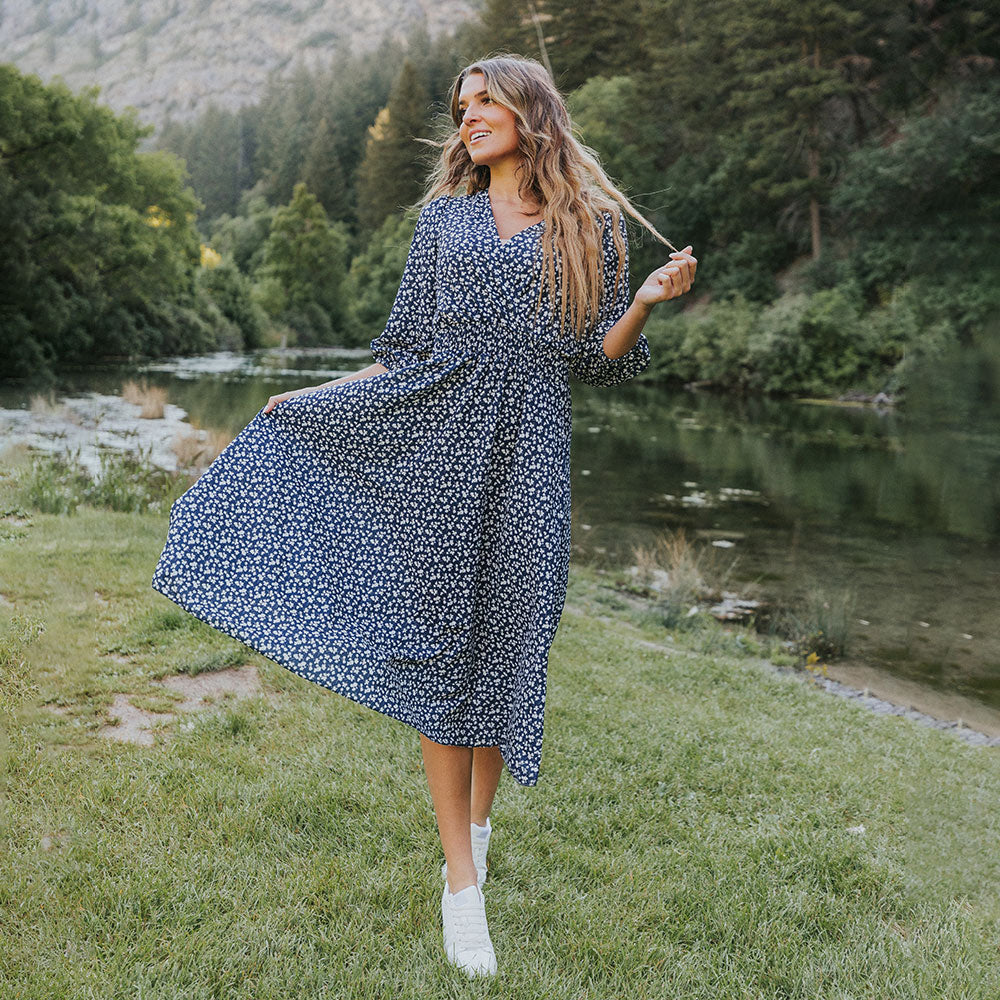 Daisy Dress (Navy Floral)