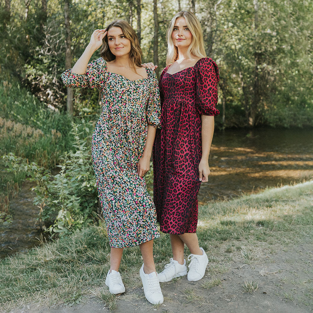 Kadie Leopard Dress (Burgundy)