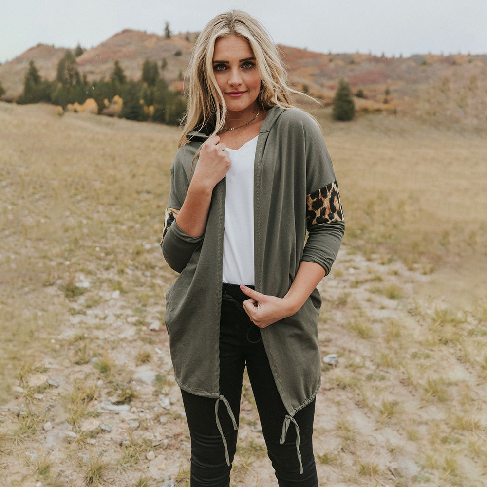 Rosie Leopard Hoody (Khaki)