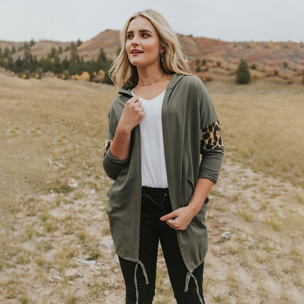 Rosie Leopard Hoody (Khaki)