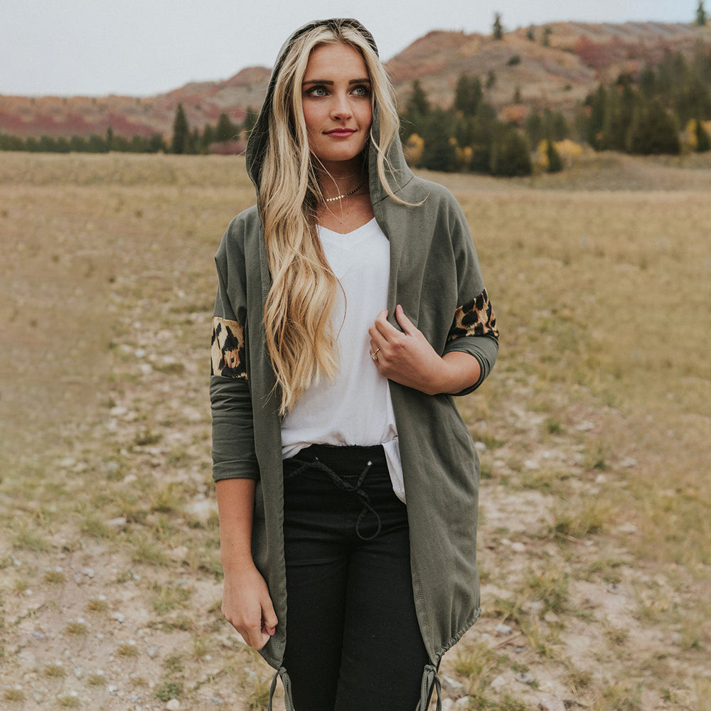 Rosie Leopard Hoody (Khaki)