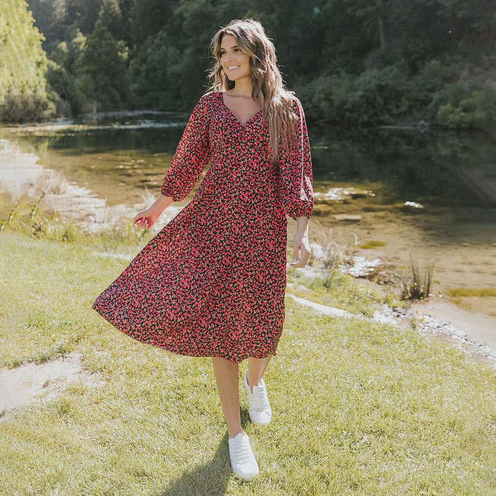 Reece Dress (Red Floral)